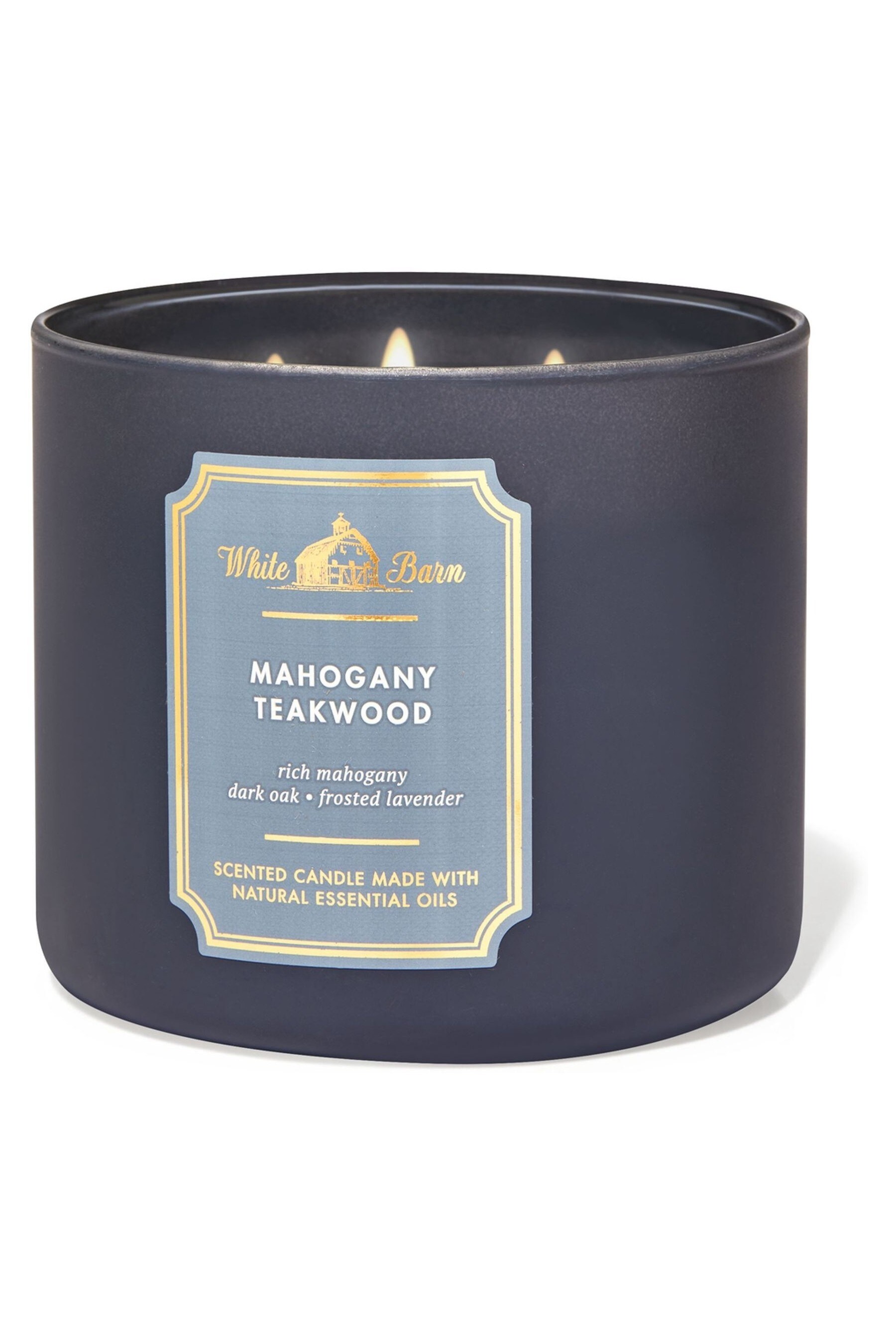 Bath & Body Works Mahogany Teakwood Midnight Blue Citrus 3-Wick Candle 14.5  oz / 411 g