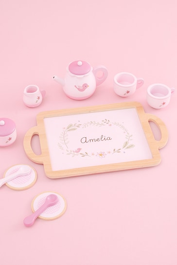 Personalised Pink Wooden Tea Set Toy by My 1st Years