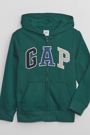 Buy Gap Green Logo Zip Up Long Sleeve Hoodie from the Next UK online shop