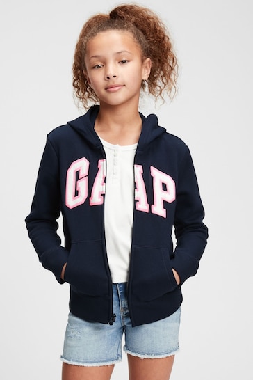 Gap Navy Blue/Pink Logo Zip Up Hoodie (4-13yrs)