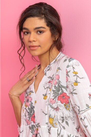 Buy Roman White Floral Print Boho Smock Top from the Next UK online shop