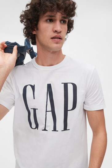 Gap White Logo Short Sleeve Crew Neck T-Shirt