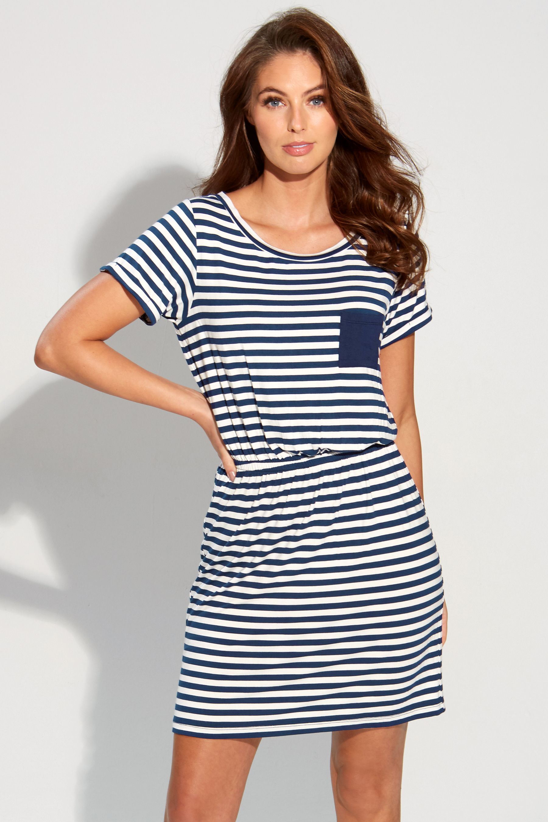 Blue and white t shirt dress shop