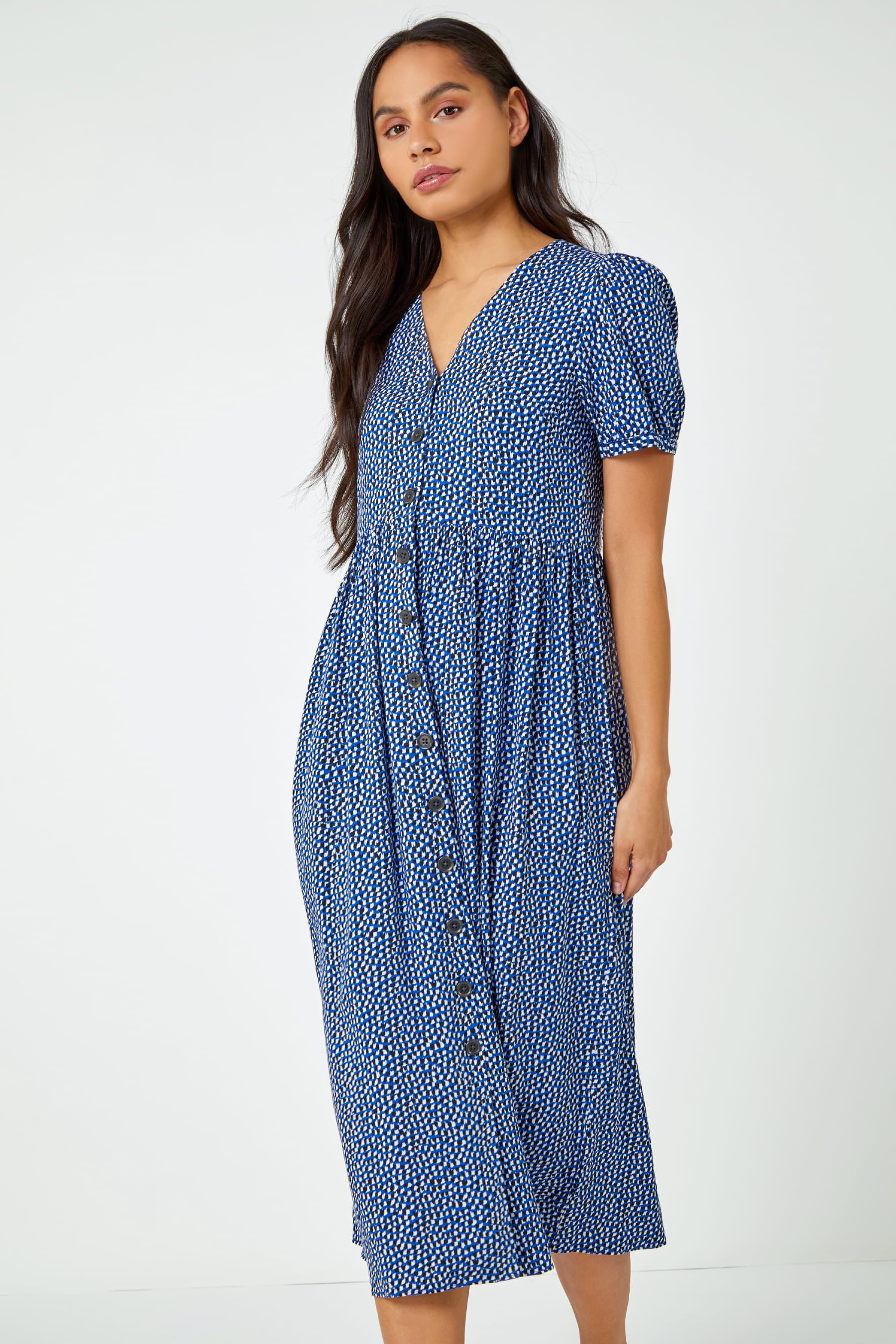 Button through 2025 midi dress uk
