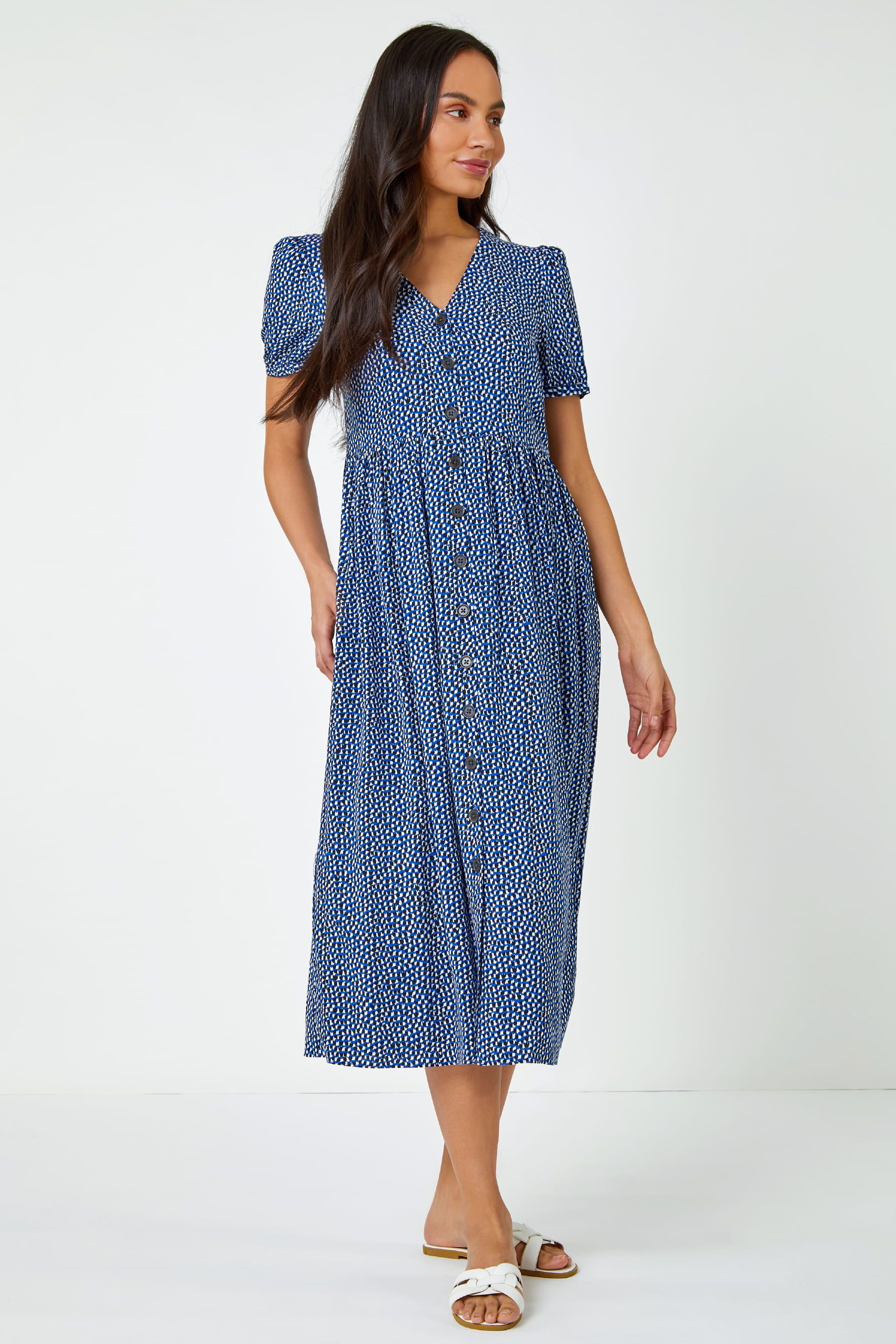 Button through cheap midi dress