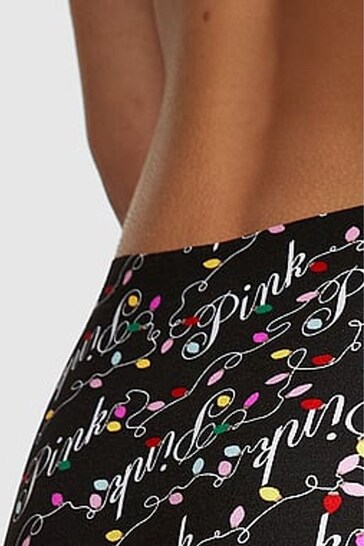 Victoria's Secret PINK Pure Black Holiday Lights Script High Waist NoShow Knickers