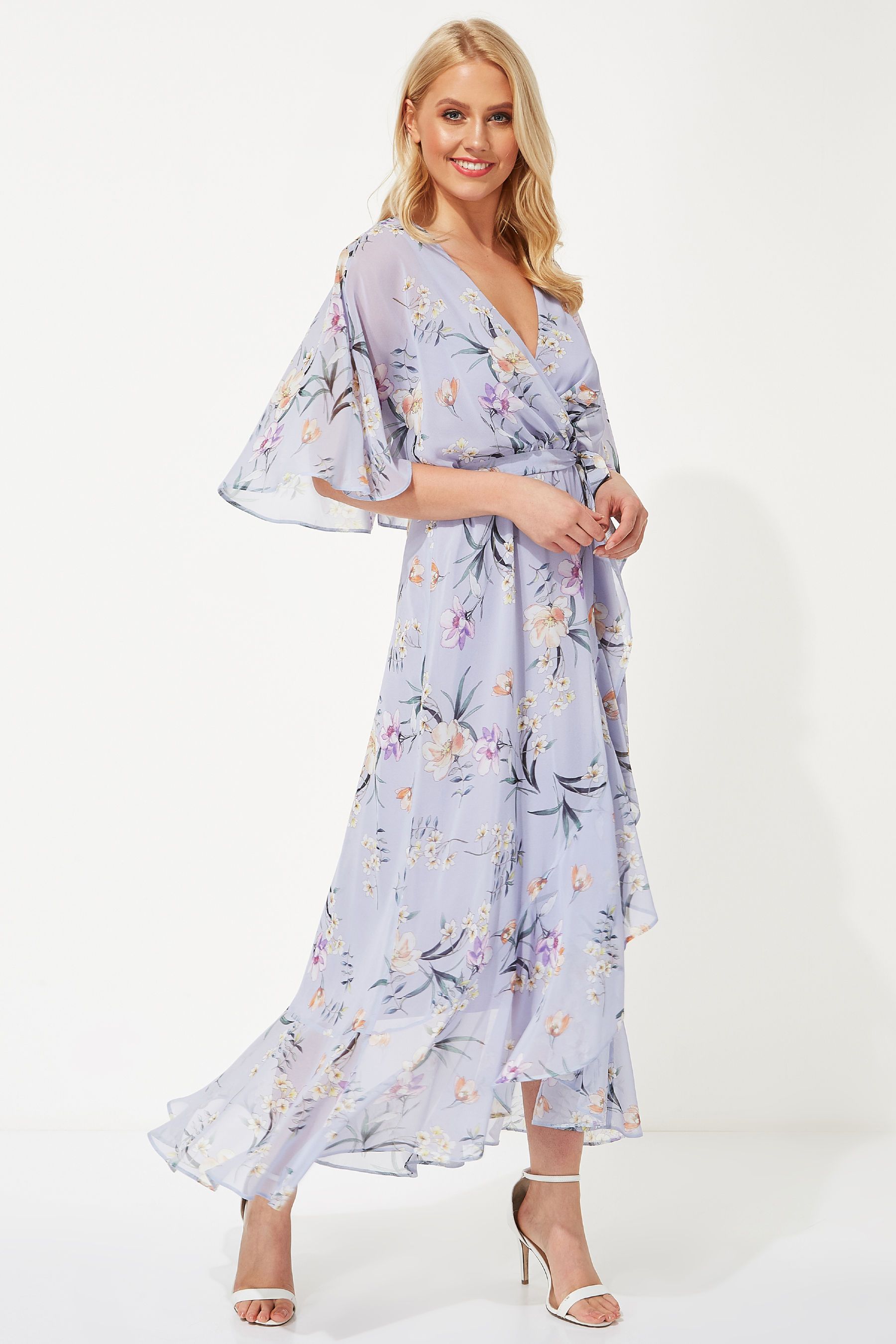 Long sleeve shop chiffon wrap dress