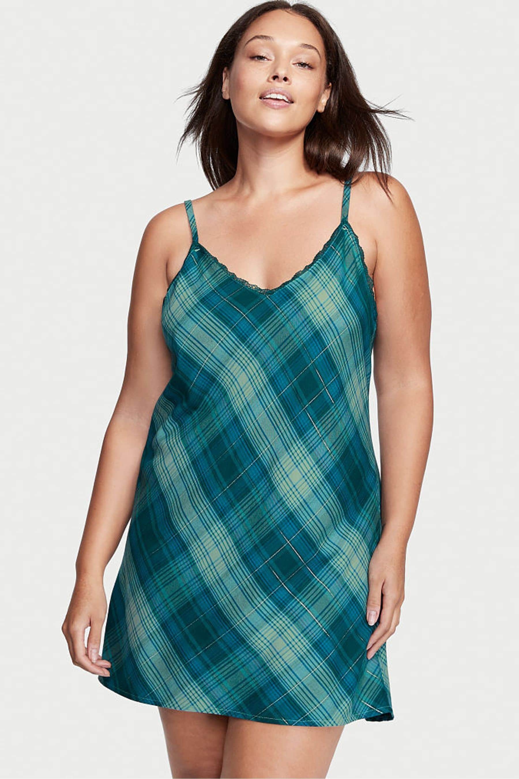 Buy Victoria s Secret Sea Salt Green Flannel V Neck Slip from the