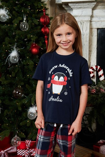 Personalised Christmas Penguin Girls Pyjamas by Dollymix