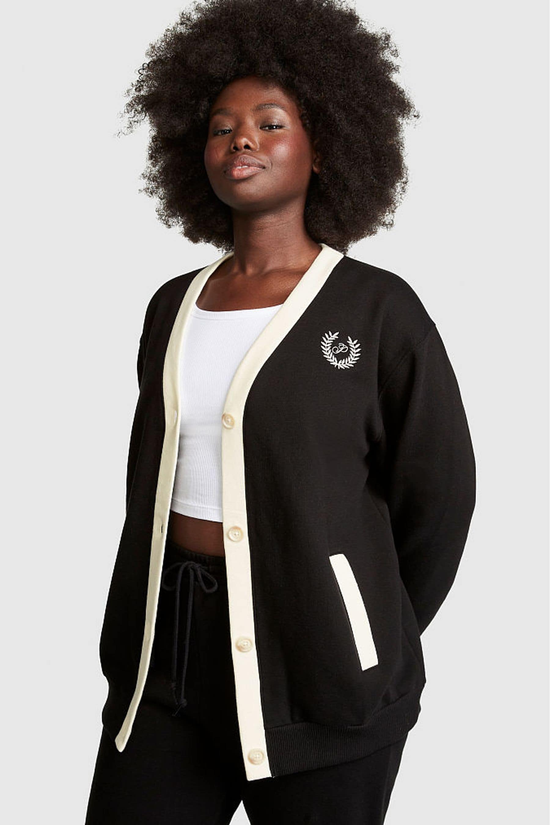 Buy Victoria s Secret PINK Pure Black Elevated Fleece Boyfriend