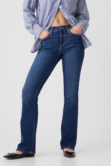 Gap Blue Mid Rise Bootcut Jeans with Washwell