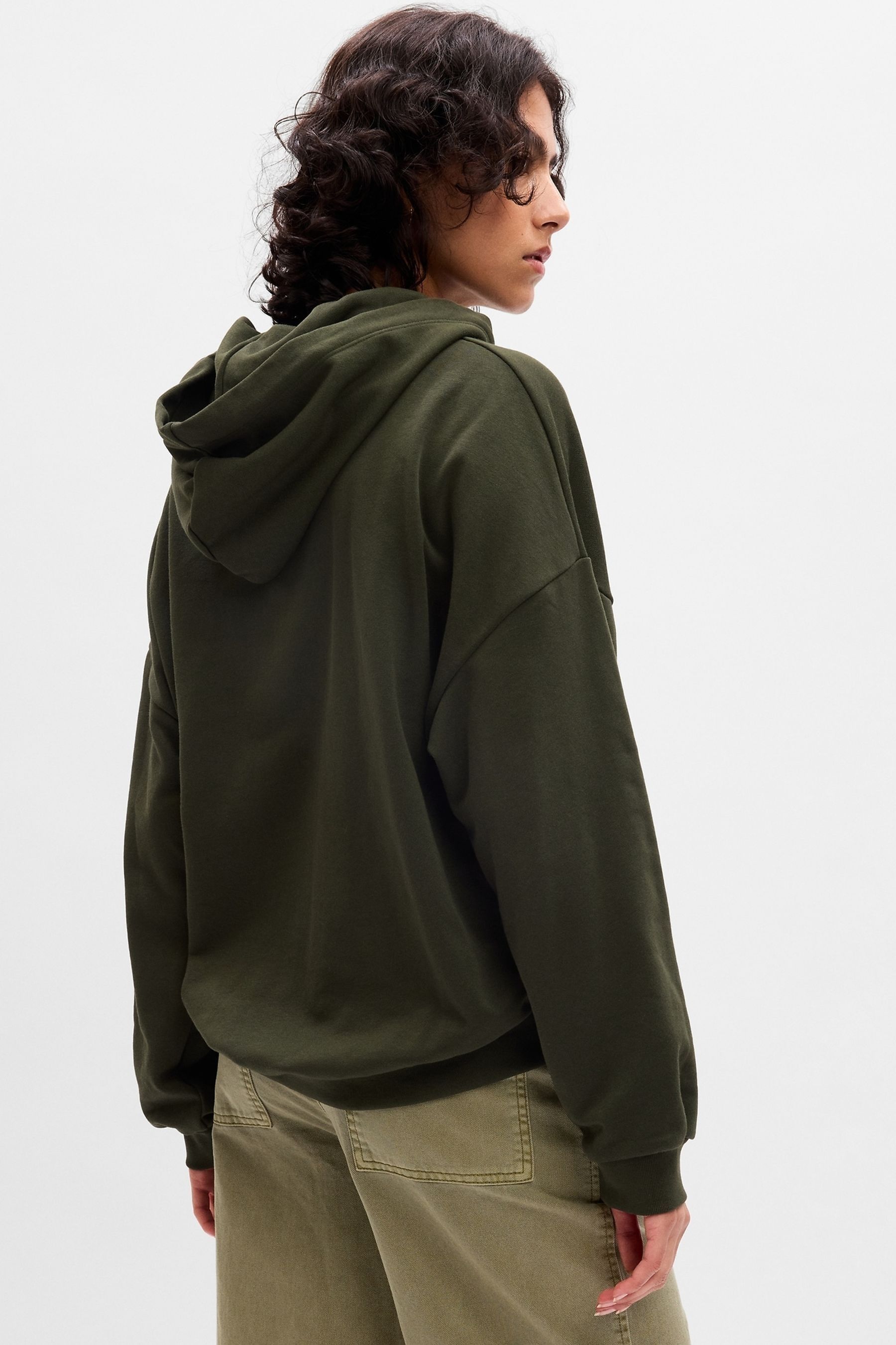 Olive green gap hoodie sales