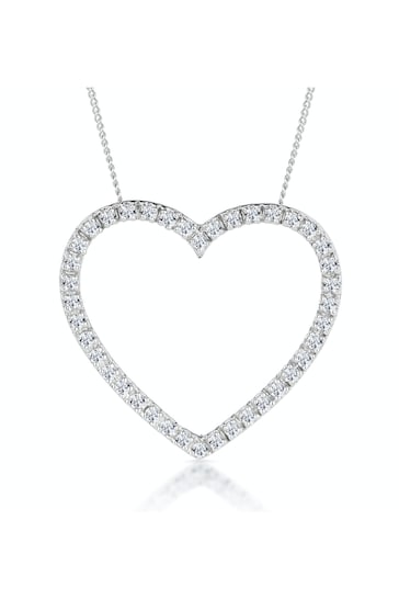 The Diamond Store White Heart Pendant Necklace 0.30ct Diamond 9K White Gold