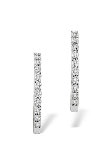 The Diamond Store White 0.08ct Diamond and 9K White Gold Earrings