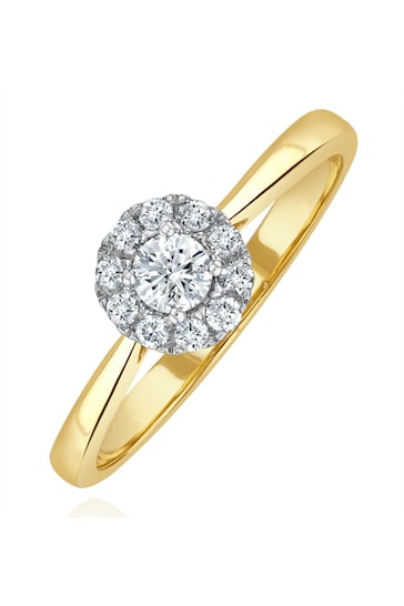 The Diamond Store White Lab Diamond Halo Engagement Ring 0.25ct H/Si in 9K Gold