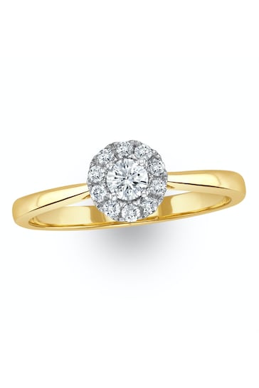The Diamond Store White Lab Diamond Halo Engagement Ring 0.25ct H/Si in 9K Gold