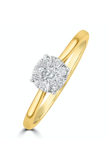 The Diamond Store White 0.25ct Lab Diamond Cluster Solitaire Ring H/Si in 9K Gold