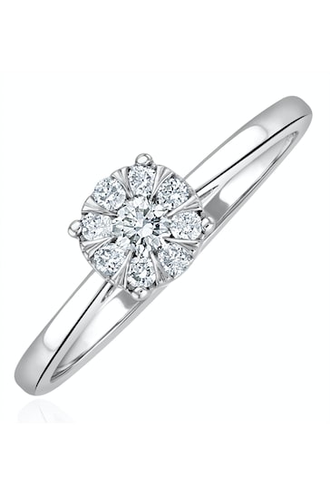 The Diamond Store White 0.25ct Lab Diamond Cluster Solitaire Ring H/Si in 9K White Gold