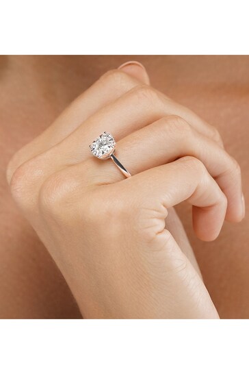 The Diamond Store White 1 Carat Lab Diamond Cluster Solitaire Ring H/Si in 9K White Gold