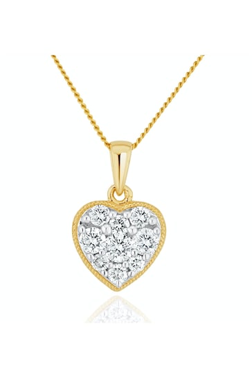 The Diamond Store Gold Lab Diamond Pave Heart Pendant Necklace 0.50ct H/Si in 9K Gold