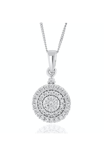 The Diamond Store White Triple Halo Lab Diamond Pendant Necklace 0.50ct H/Si in 9K White Gold