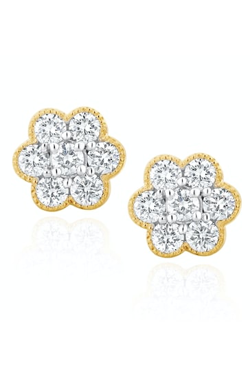 The Diamond Store White Lab Diamond Flower Cluster Earrings 0.50ct  set in 9K Gold