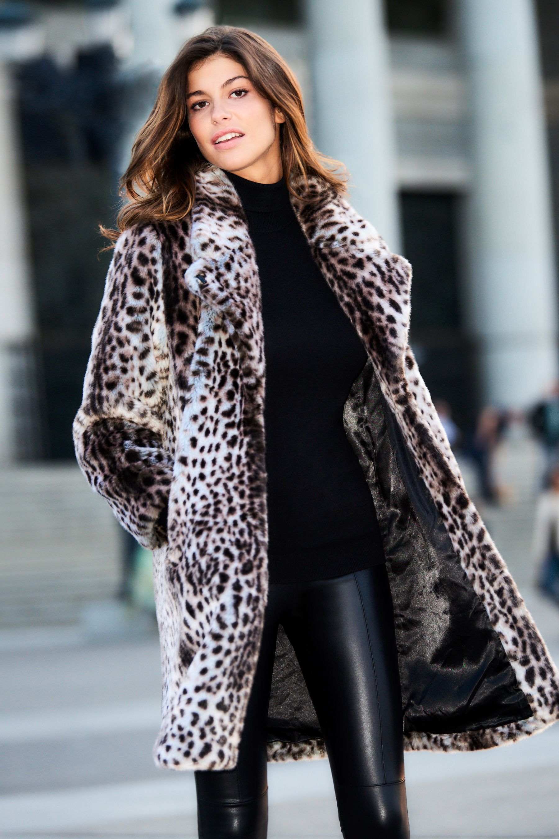 Leopard print on sale fur coat next