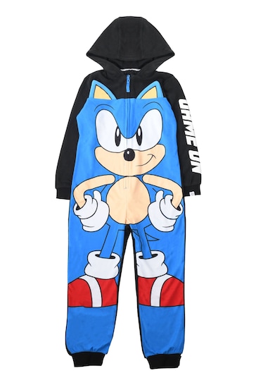 Brand Threads Black Boys Recycled Micro-Fleece Sonic All in One