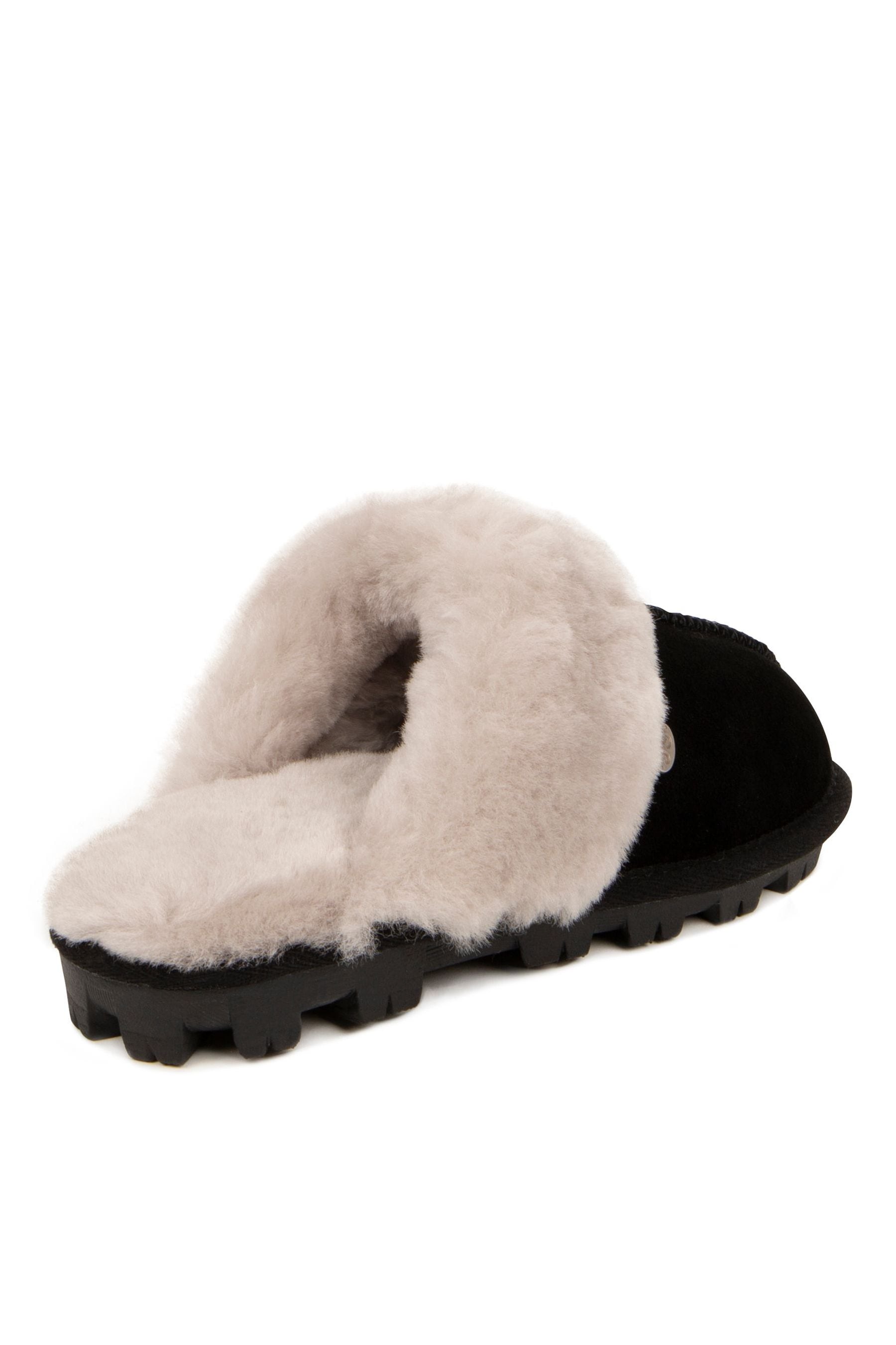 Black sheepskin 2025 slippers ladies