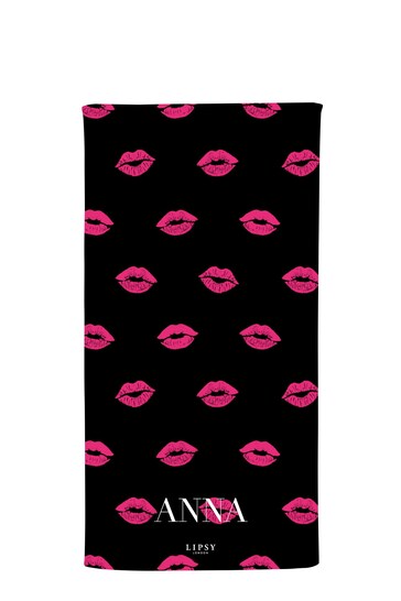 Lipsy Kissy Lips Personalised Lipsy  Beach Towel by Forever After