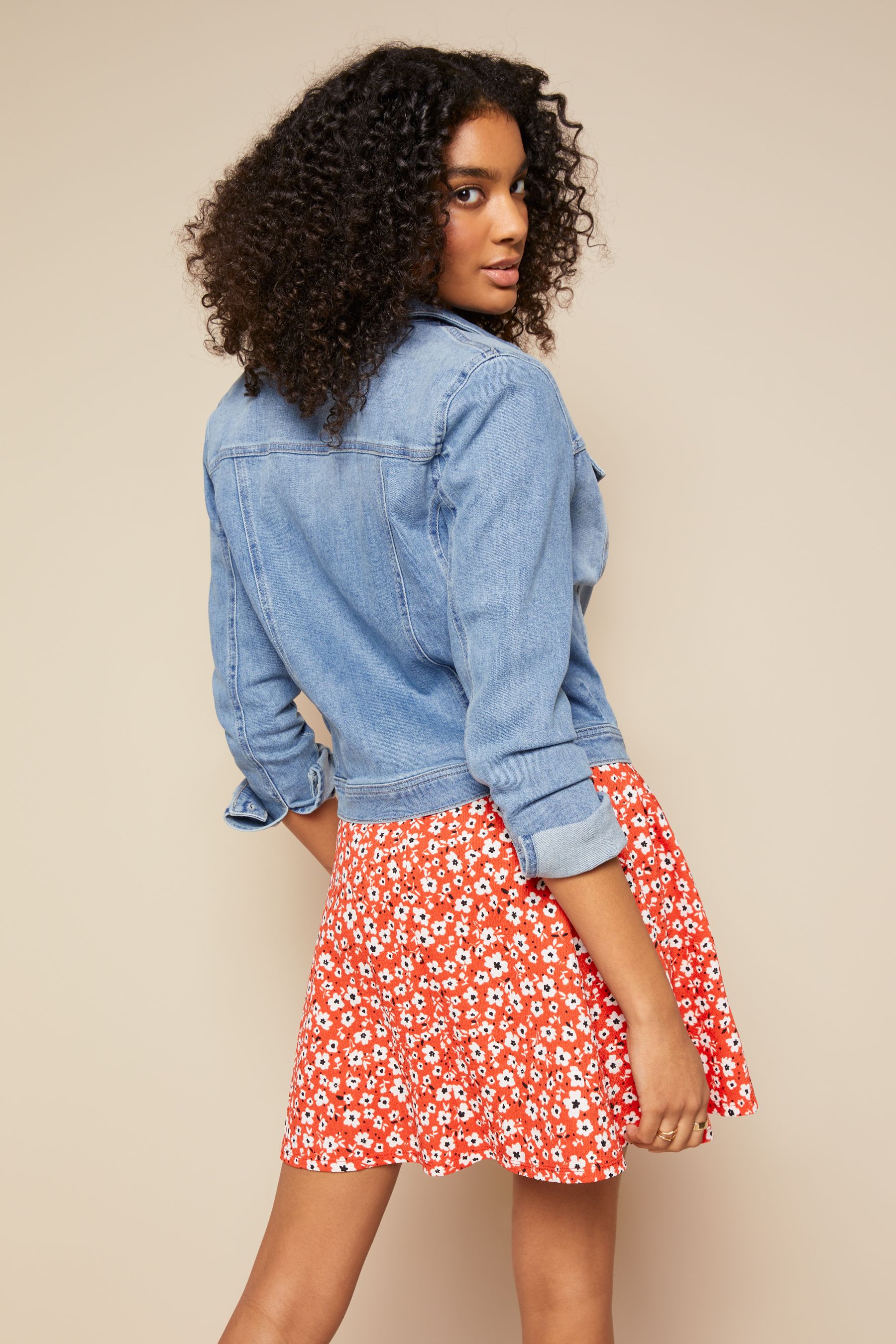 New look discount red denim jacket