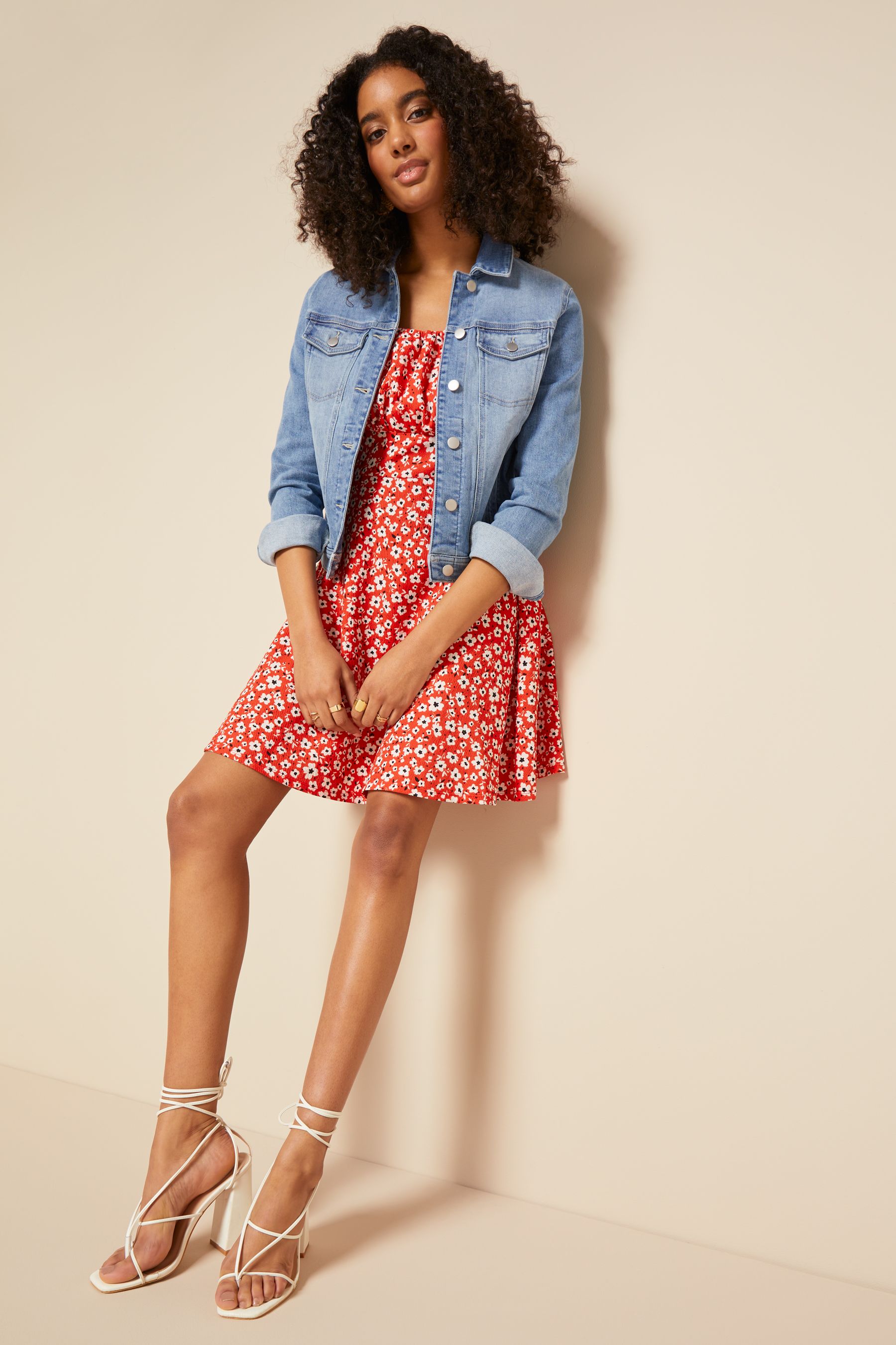 Skater dress with denim jacket store