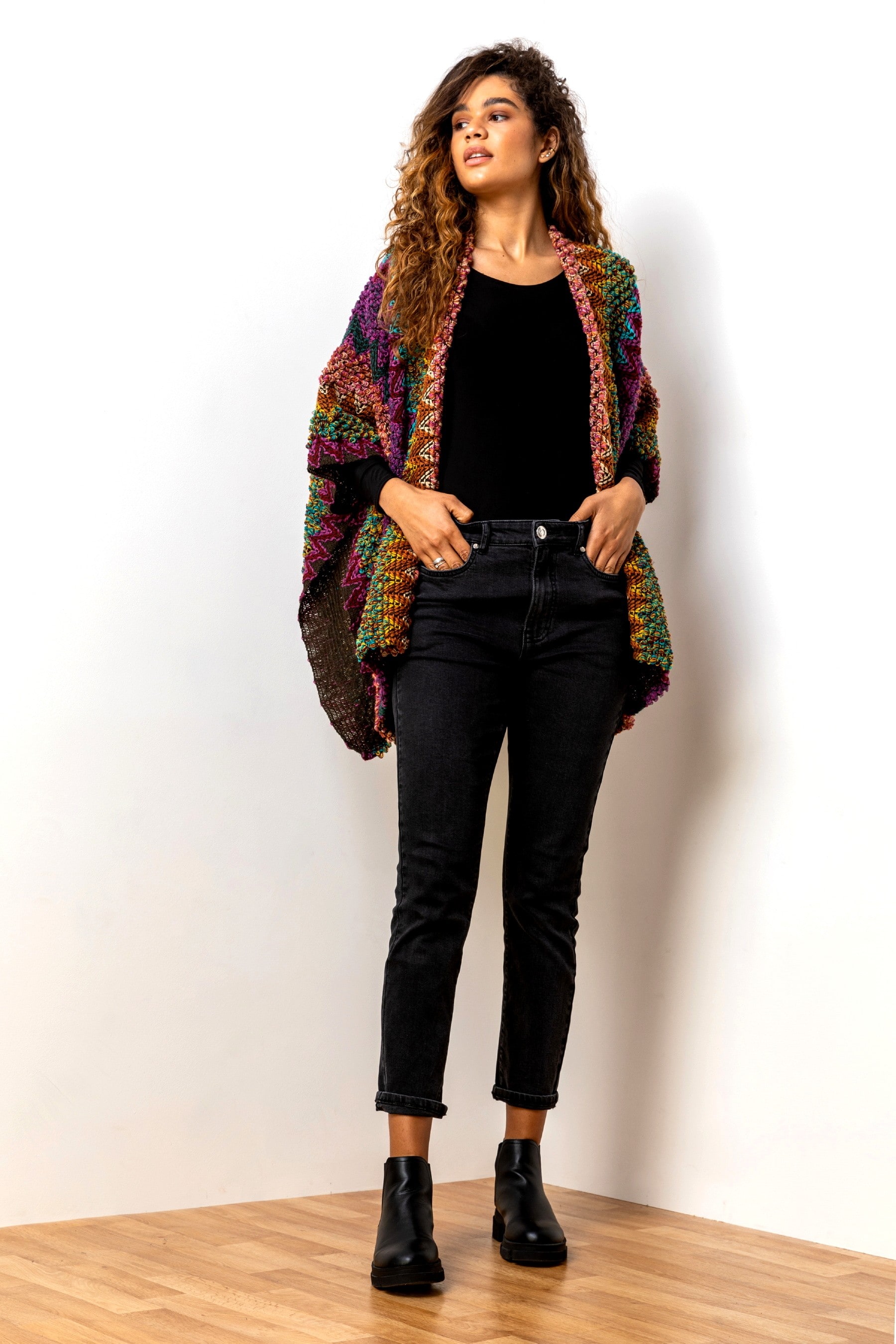 Long cape top cardigan