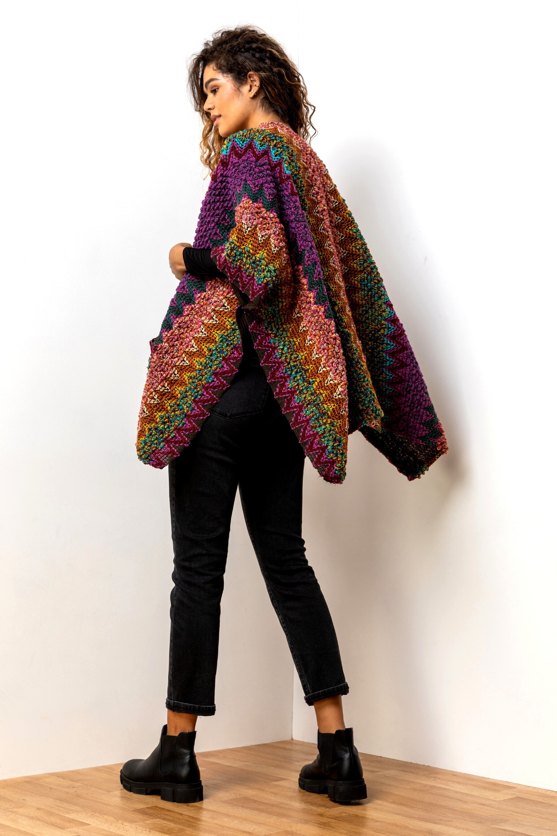 Long cape cardigan clearance