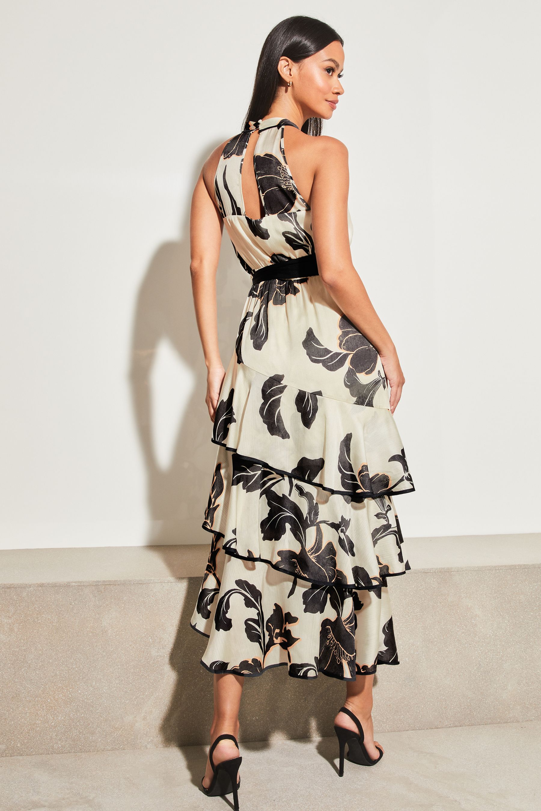 Lipsy harriet printed bodycon halter dress clearance