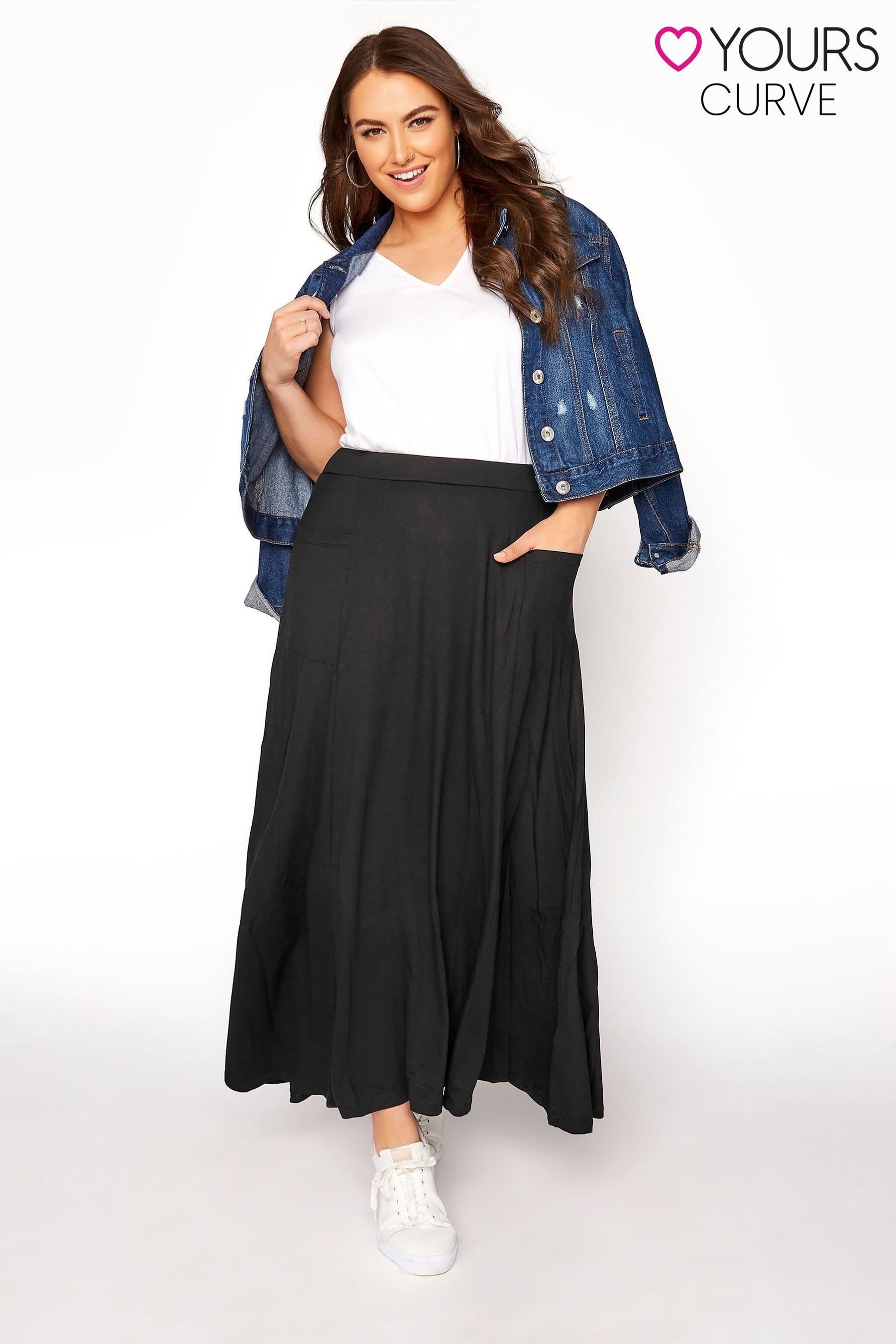 Black jersey deals skirt long