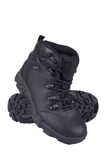 Mountain Warehouse Black Canyon Kids Leather Waterproof Walking Boots