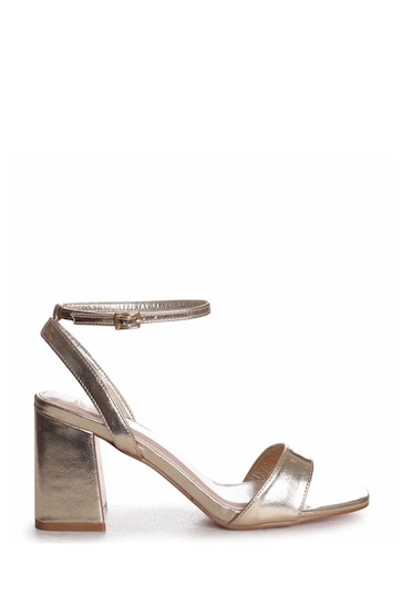 Linzi Gold Tara Barely There Block Heeled BIG Sandal With Ankle Strap