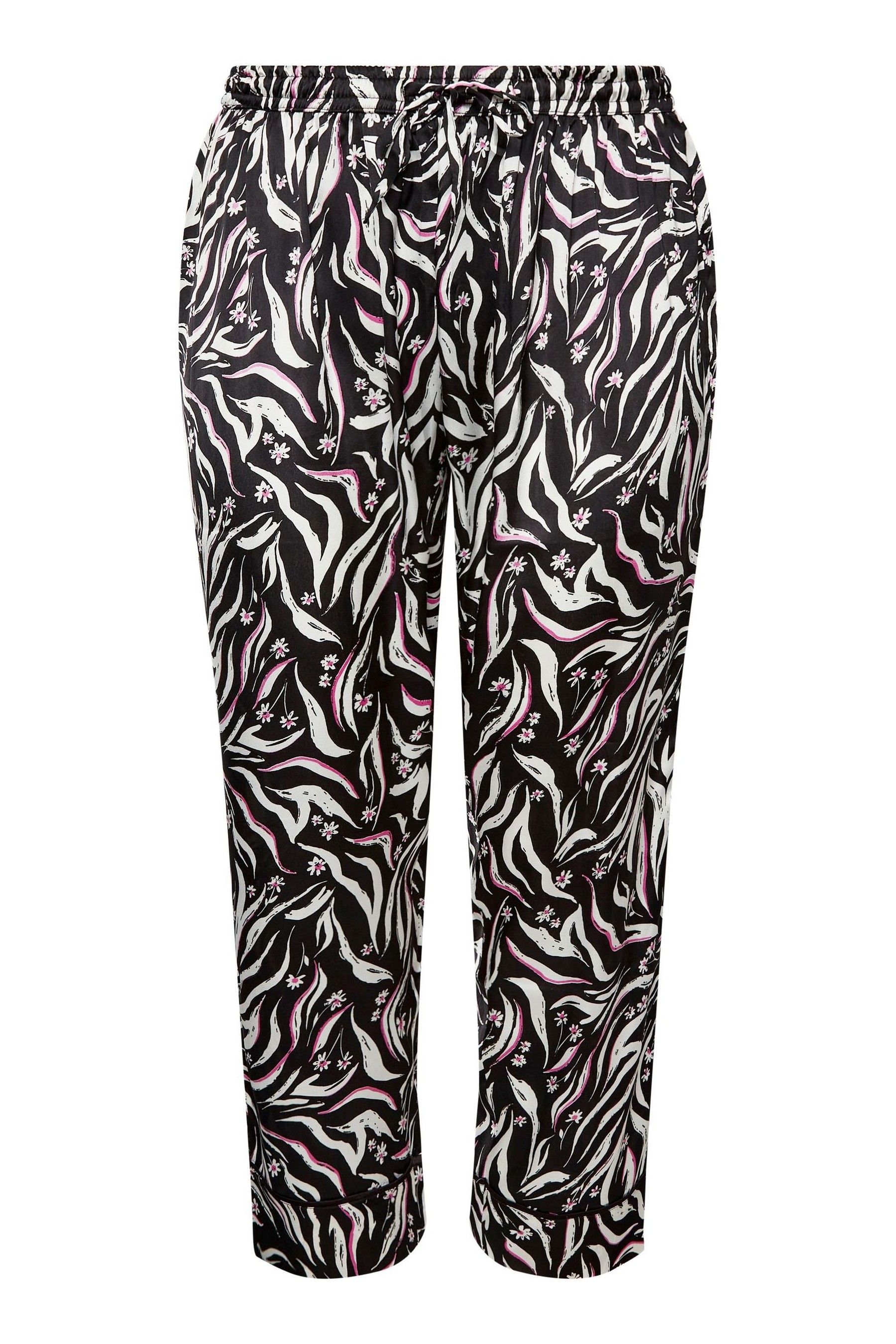 Buy Yours Curve Black Satin Wide Leg Pyjama Bottoms from the Next