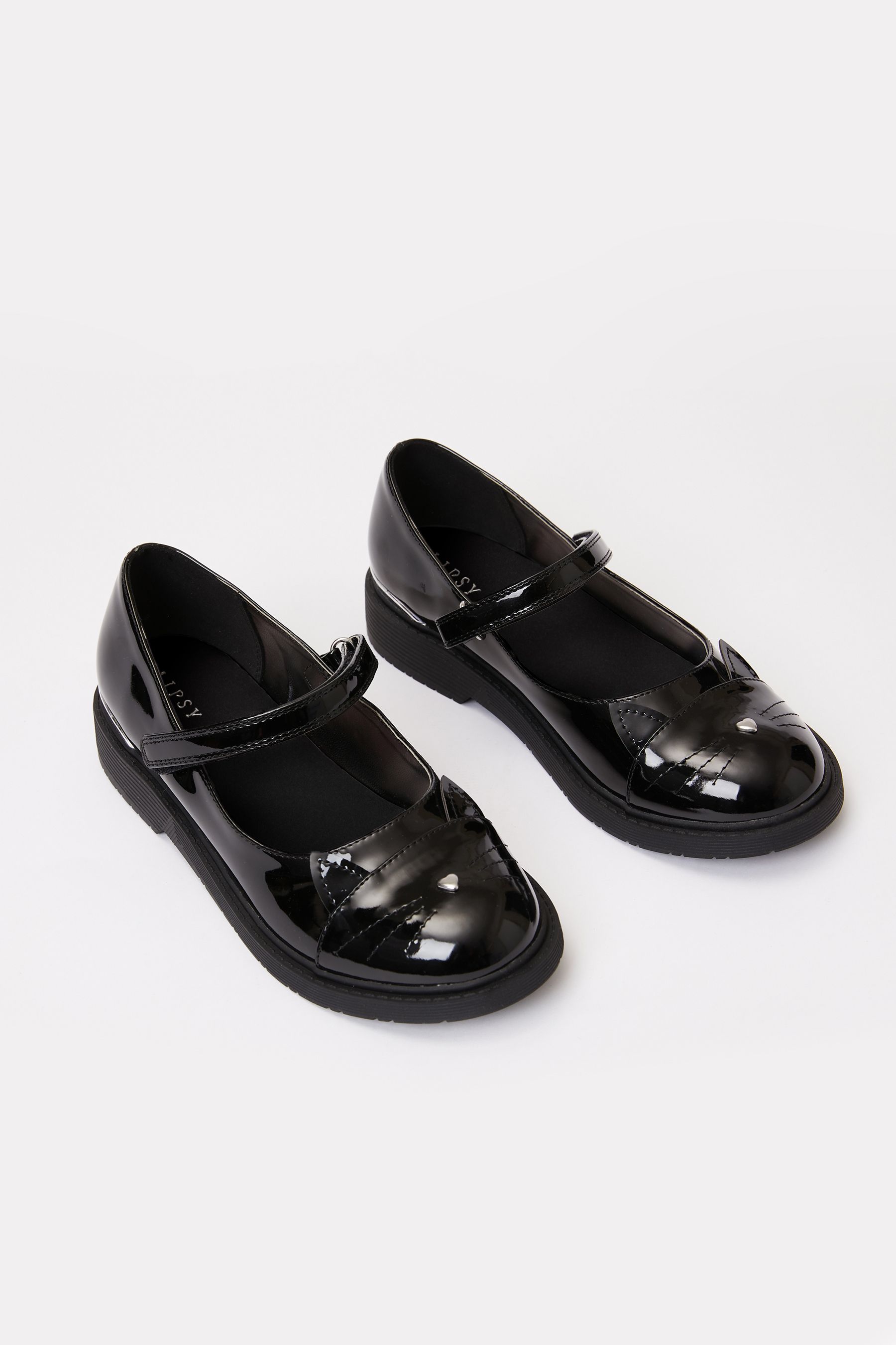 Buy Lipsy Black Patent Cat Mary Jane Flat School Shoe from the