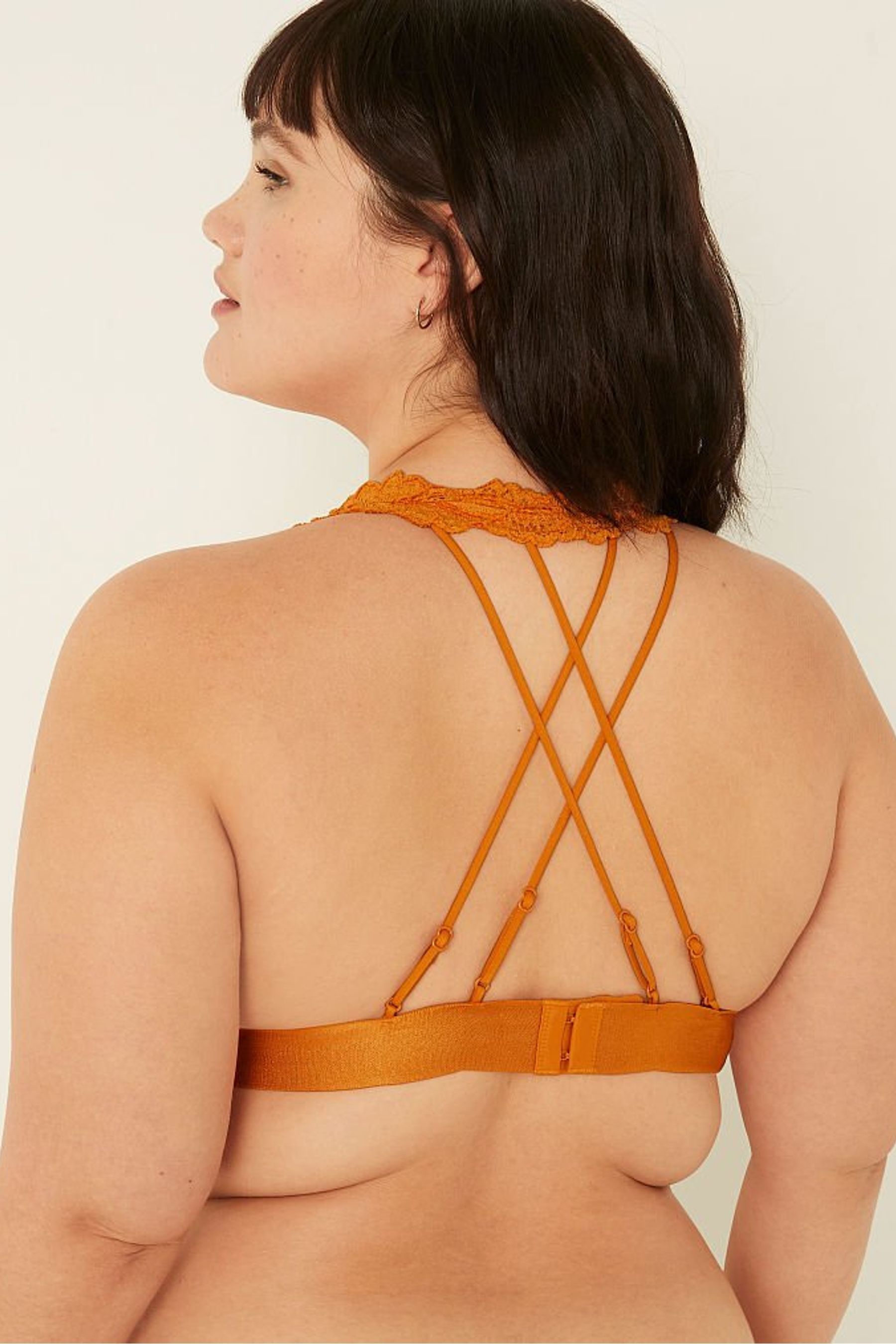 Victoria s Secret PINK Desert Sun Nude Lace Strappy Back Halter Bralette