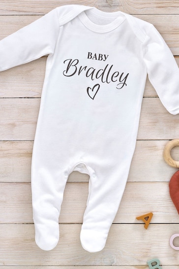 Personalised Baby's First Name Sleepsuit by Little Years