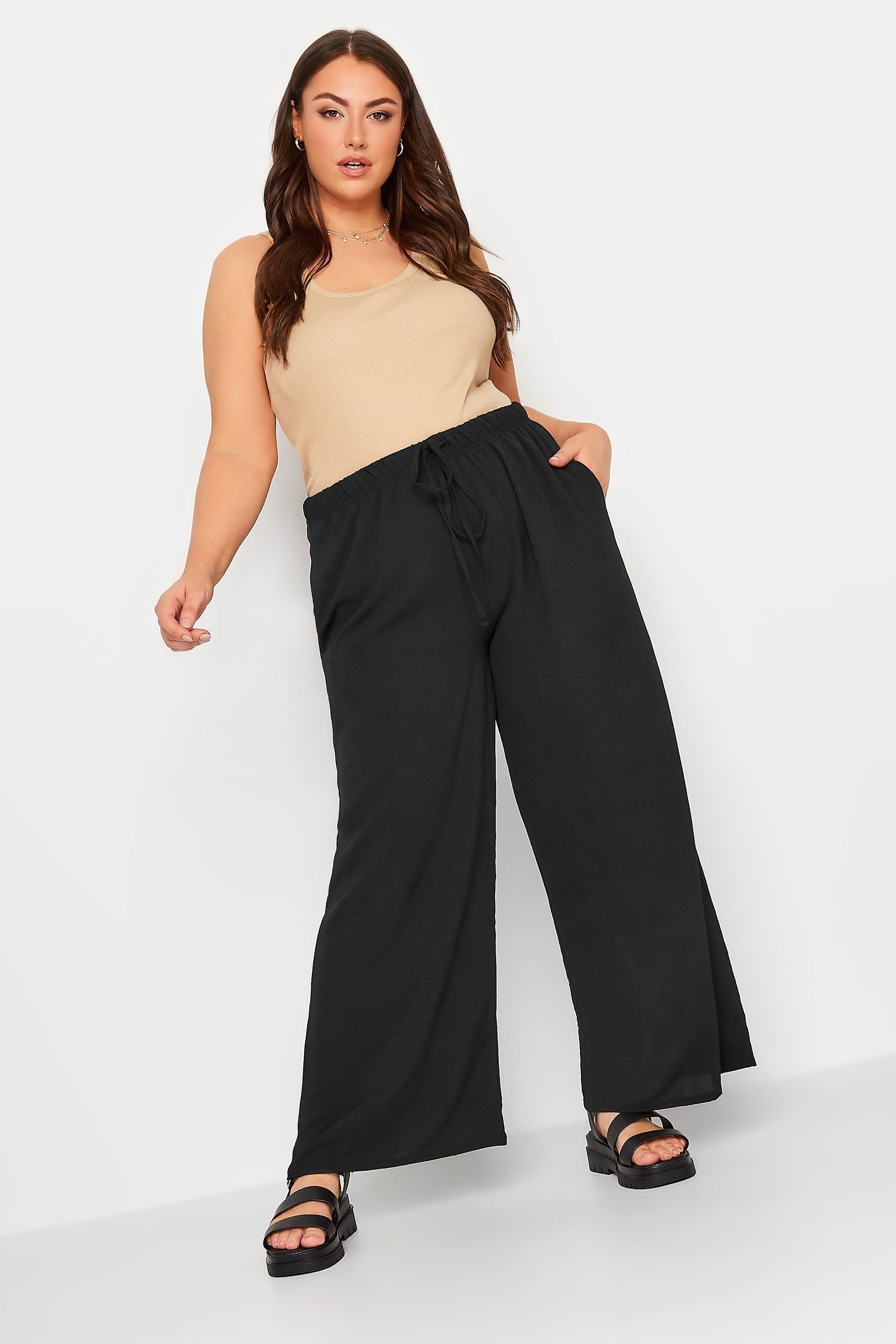 Twill wide leg pants sales