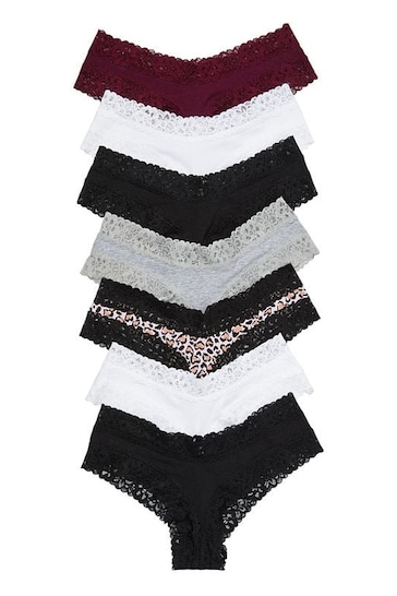 Victoria's Secret Black/White/Leopard/Grey/Burgundy Cheeky Knickers Multipack