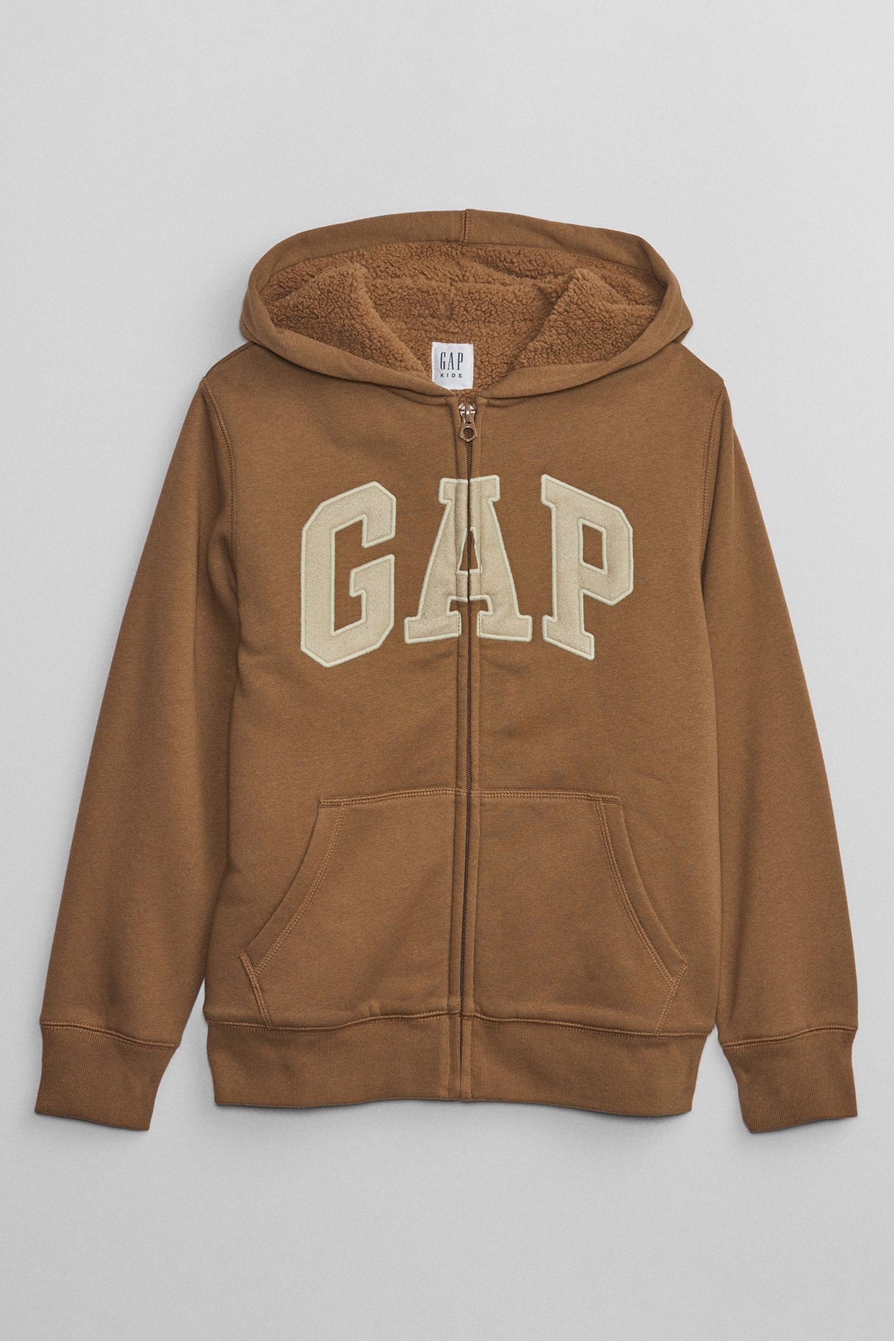 Buy Gap Brown Logo Sherpa Lined Zip Up Kids Hoodie 4 13yrs from