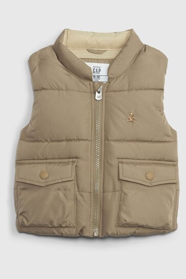 Gap Brown Recycled Utility Puffer Gilet