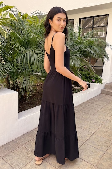 Friends Like These Black Jersey Strappy Maxi Dress