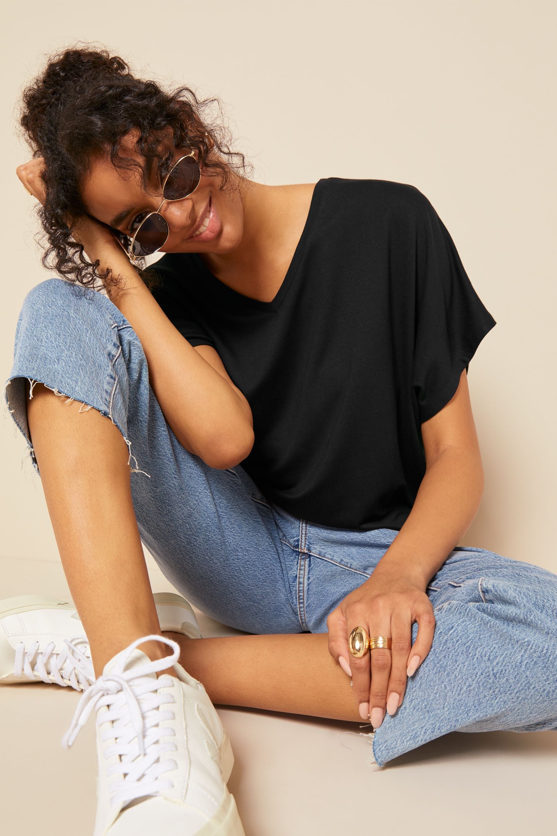 Black short sleeve tunic top online
