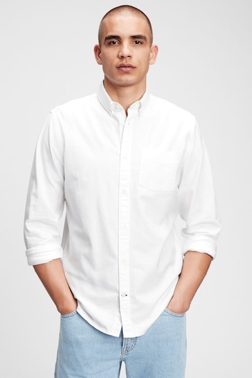 Gap White Classic Regular Fit Long Sleeve Oxford Shirt