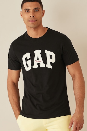 Gap Black Logo Short Sleeve Crew Neck T Shirt